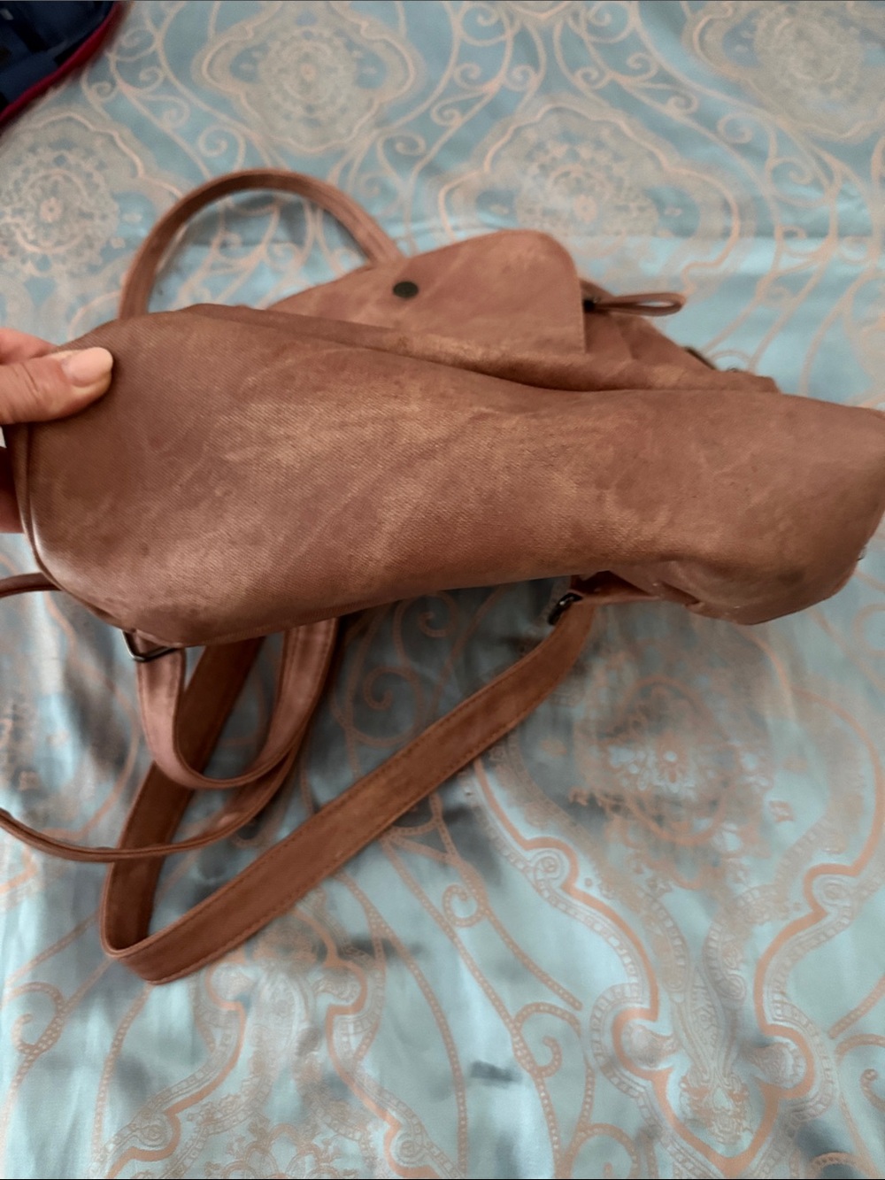 Stylish Rose Brown Women’s Backpack Crossbody Bag - Picture 6 of 8